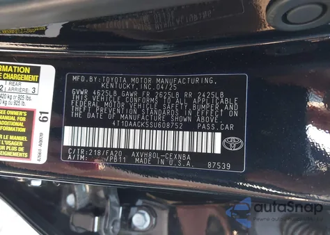 2025 Toyota Camry Le из США, поврежденный, VIN 4T1DAACK5SU608752